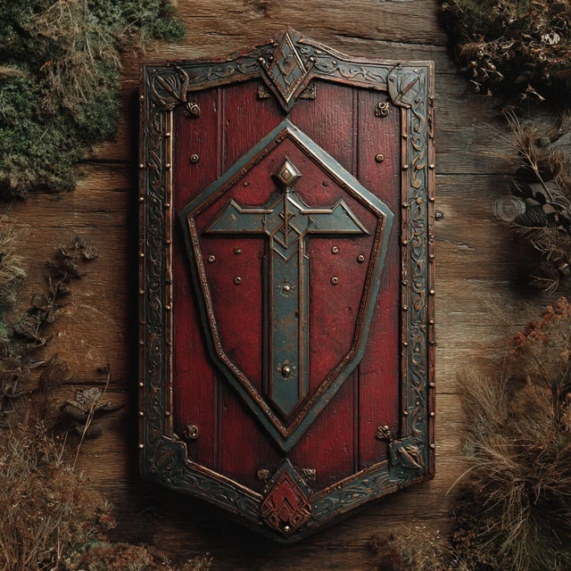 Warhammer Shield Dark Red and Brown Photorealistic