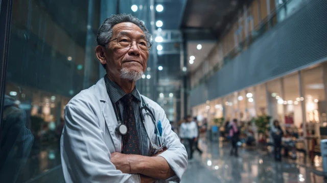 Asian Doctor in Hospital Portrait Professional and Knowledgeable