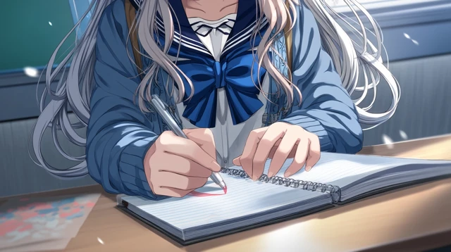 Anime Notebook Drawing Heart Mark Close Up