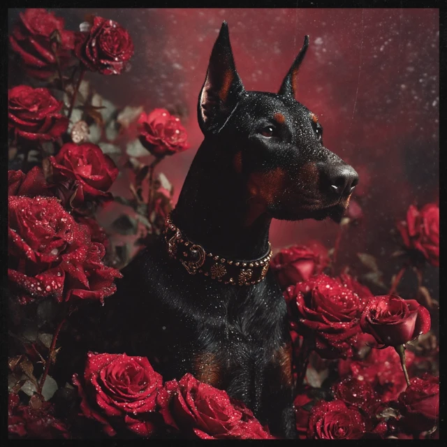 Doberman Among Black Roses Music Cover