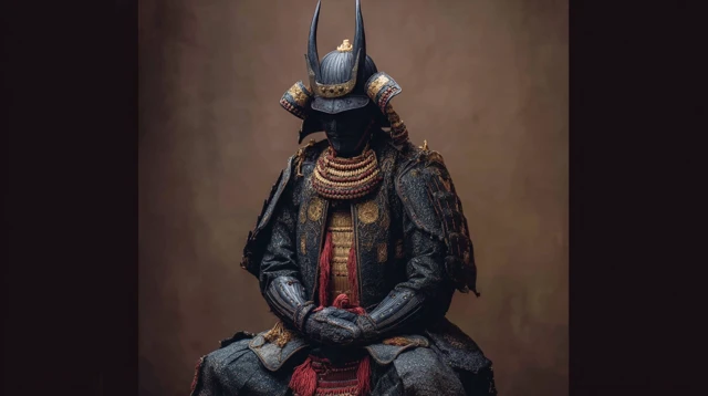 Samurai in Armor Photo Kodak Portra Film Muted Colors