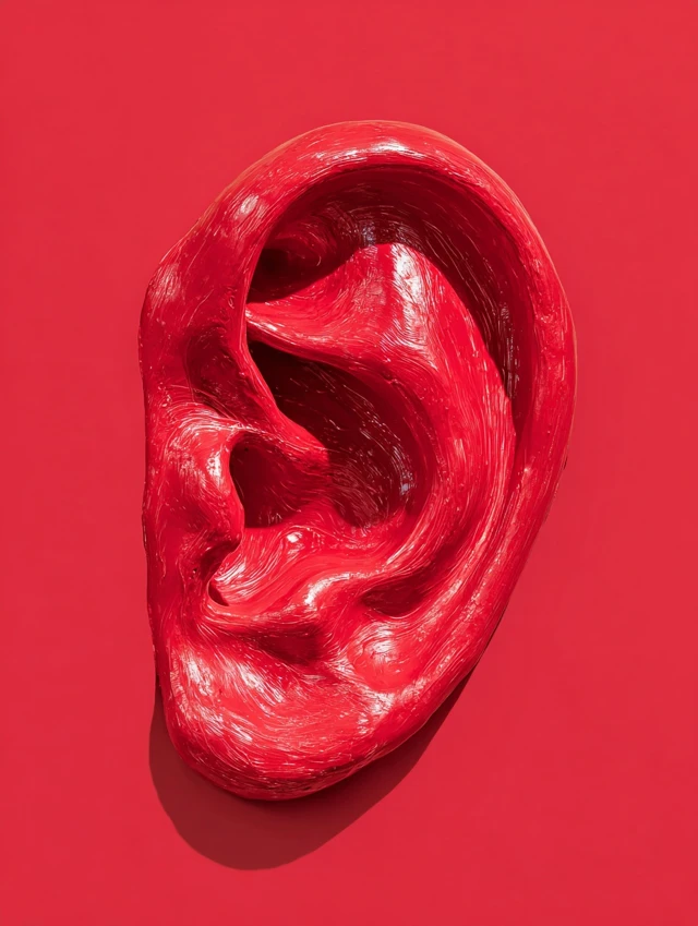 Elegant Red Ear Glossy Texture Art