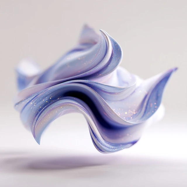 Abstract 3D Fluid Shape on White Background
