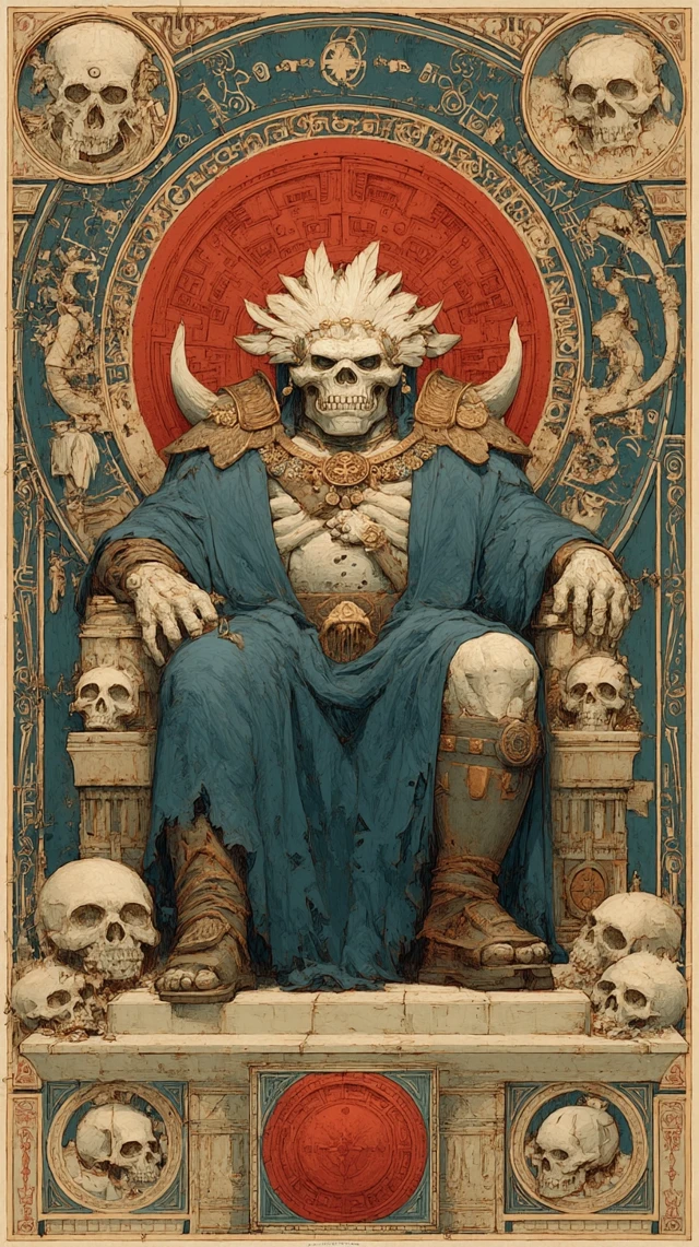 Aztec God of Death Mictlantecuhtli Tarot Card Art
