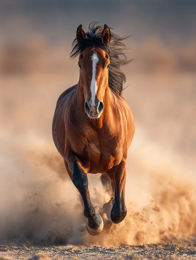 Powerful American Quarter Horse Galloping in Arena