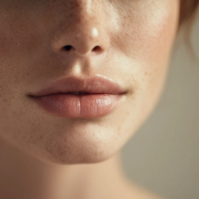 Close Up Lips and Face of Woman Realistic Detail