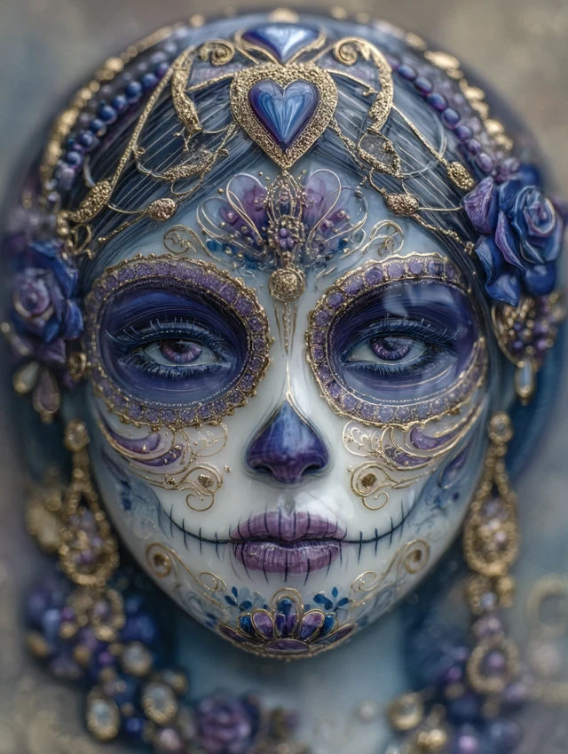 Day of the Dead Glass Art Girl Murano Style