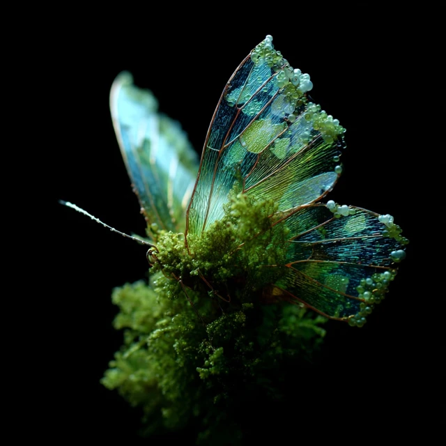 Iridescent Tech Moss Butterfly Photography