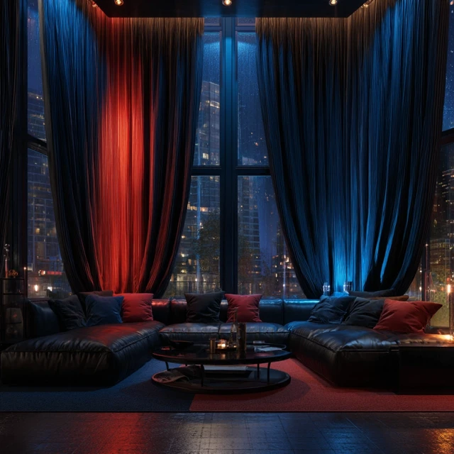 Luxury Apartment Interior Night City View