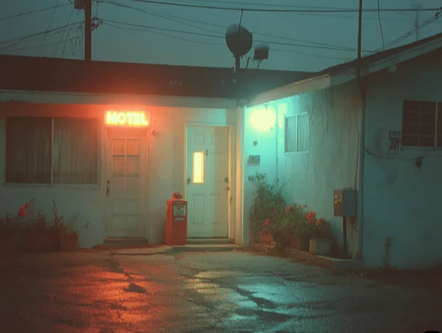 Vintage Motel Snapshot Atmospheric Scene