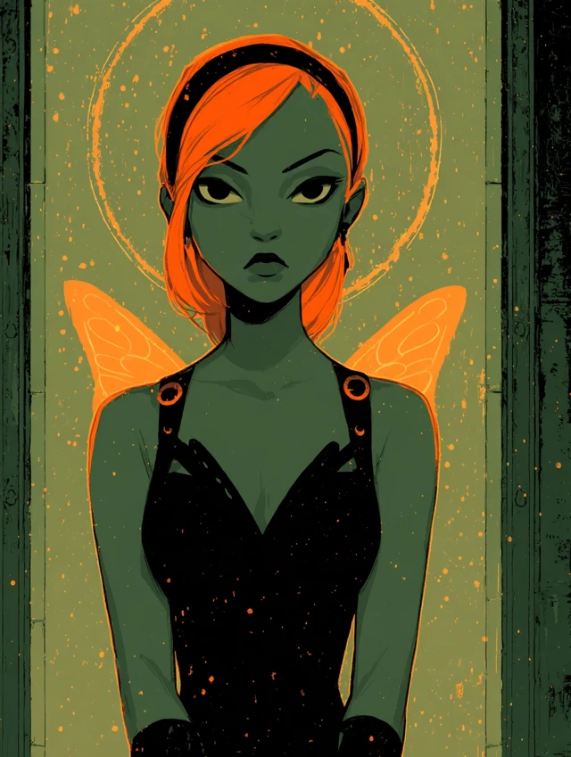 Grunge Vampire Bride with Orange Hair