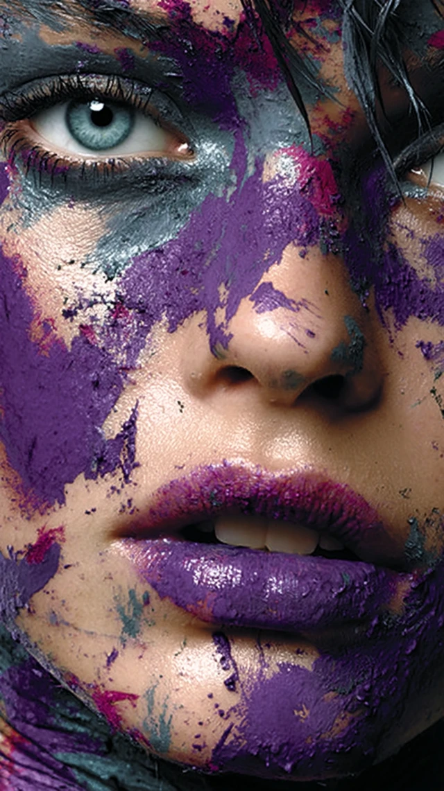 Beautiful Model with Purple Makeup Beauty Salon