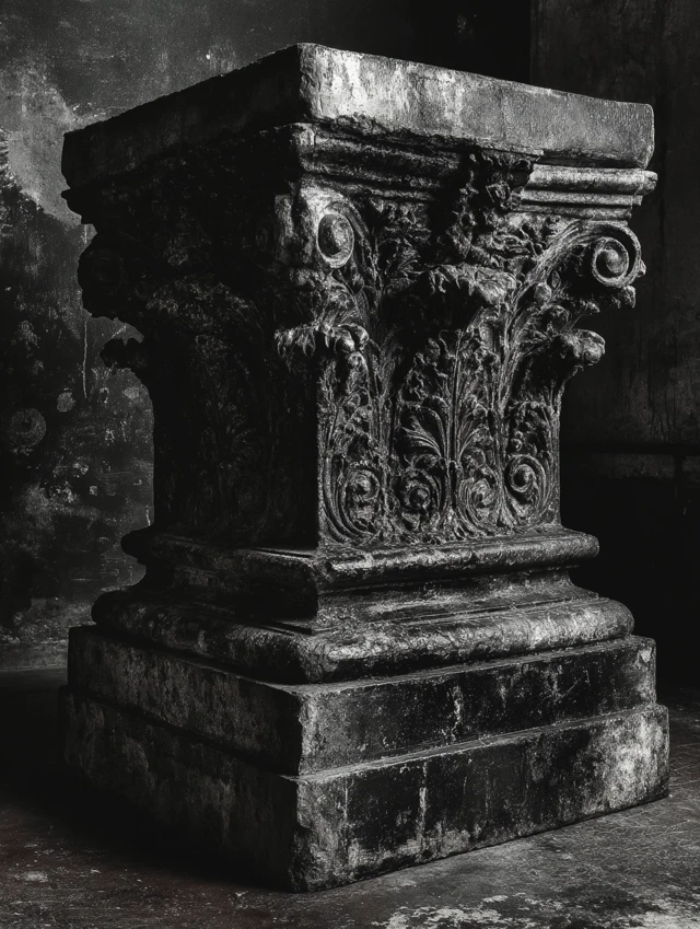 Greek Pedestal on Black Background Studio Lighting