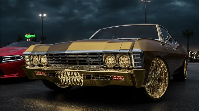 1967 Chevrolet Impala Gold Drip Custom Car