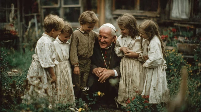 Pope John Paul II with Children Joyful Moment
