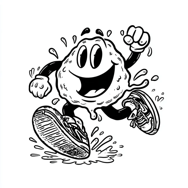 Retro Cartoon Slimeball Running Fast