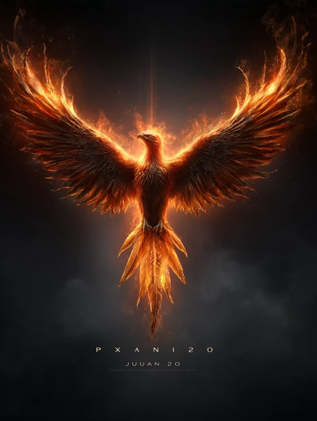 Cyberpunk Phoenix Rising From Ashes