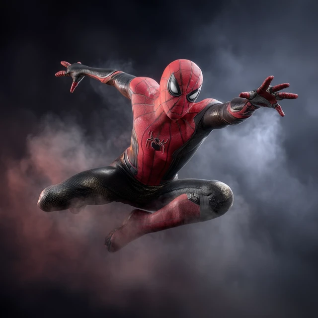 SpiderMan MidFlight Superhero Action Scene