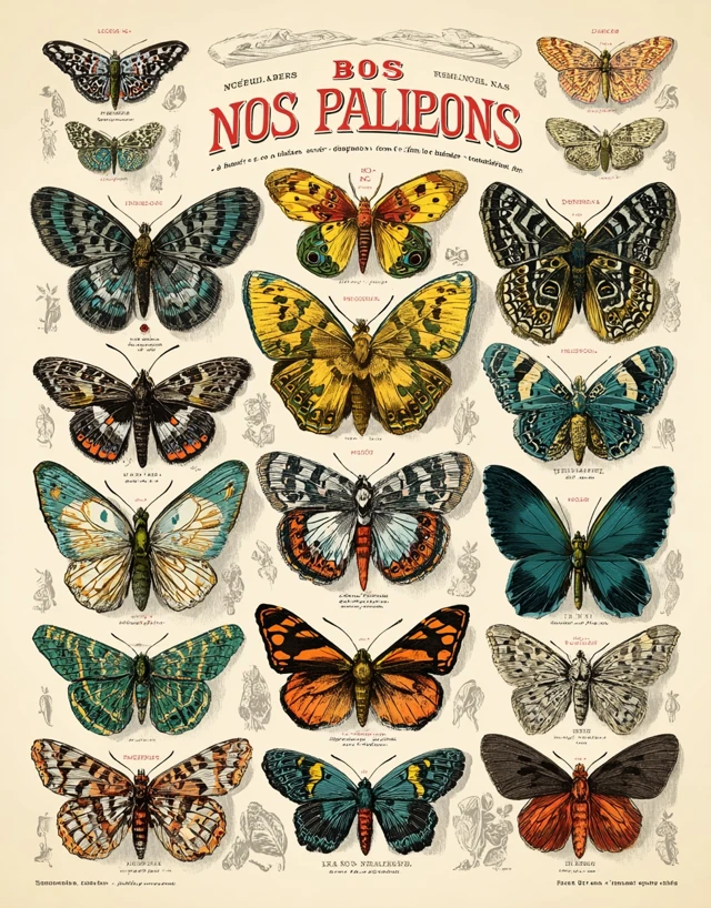 Vintage Butterfly Poster Illustration