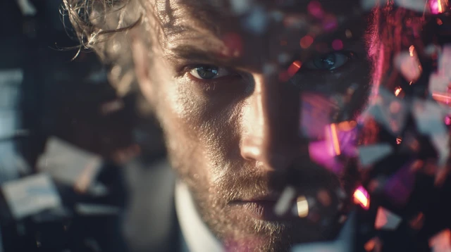 Futuristic Finance Man Protects Digital Assets