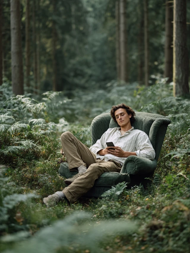Man in Forest Therapy Online Session