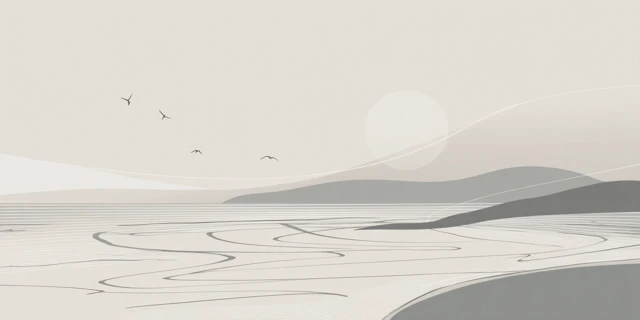 Minimalist Beach Scene Inspired by Picasso