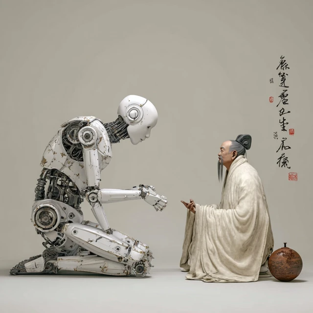 Robot and Qu Yuan A Cyberpunk Meeting