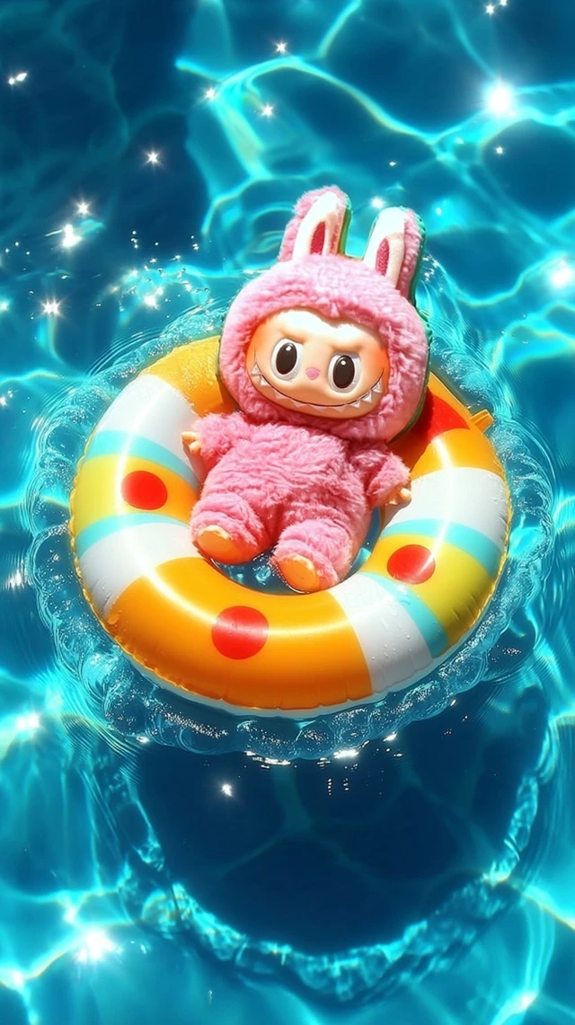 Cartoon Bunny Floating in Pool Wallpaper