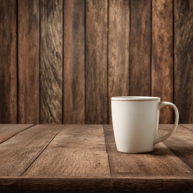 Coffee Mug Design Background Empty Table Close Up