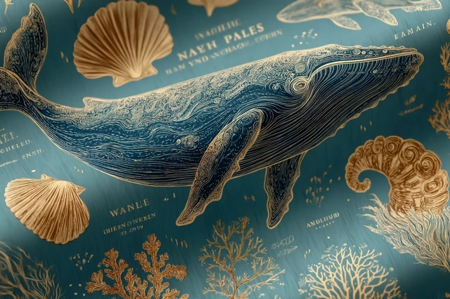 Ocean Doodles Whales Shells Seaweed Coral
