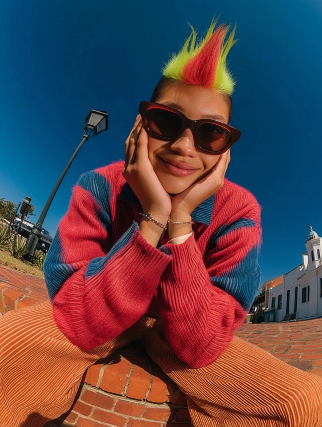 Australian Woman with Neon Mohawk Street Style Photo
