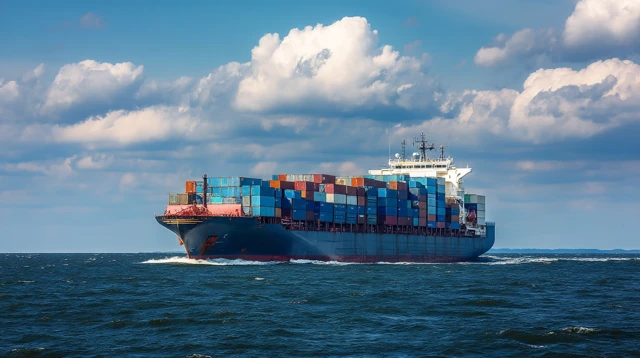 Cargo Ship Sailing on the Sea Sunny Day