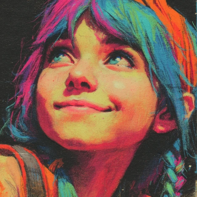 Futuristic Girl Smiling Illustration Art