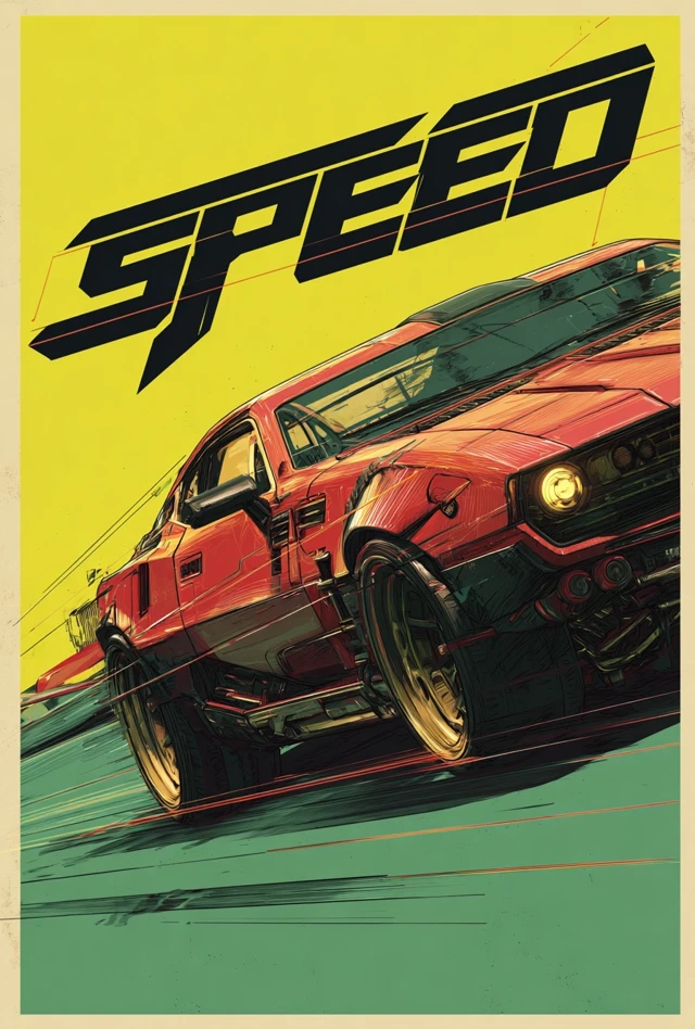 Cyberpunk Speed 80s VHS Poster Art