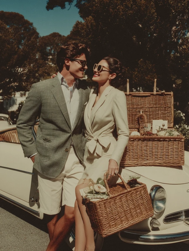 Preppy American Fashion Picnic Scene