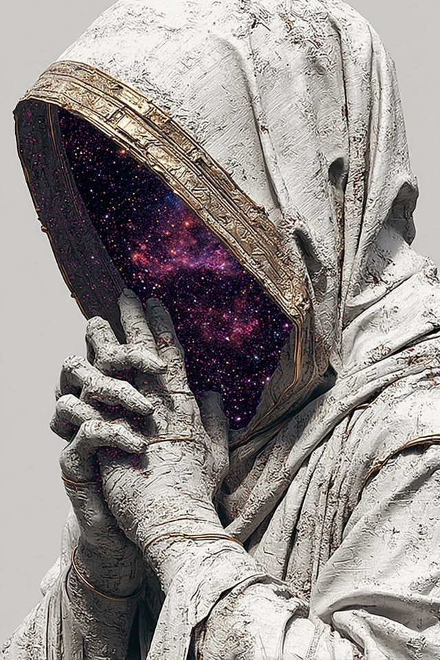 Cosmic Being Meditating Nebula Face Anime Art