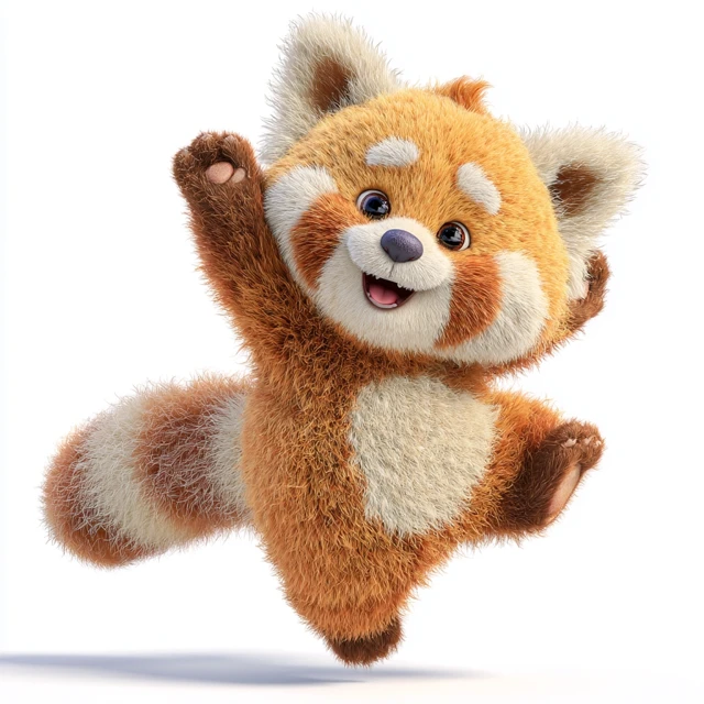 Cute 3D Red Panda Spinning Smiling