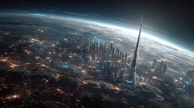 Dubai in Space Futuristic Cityscape