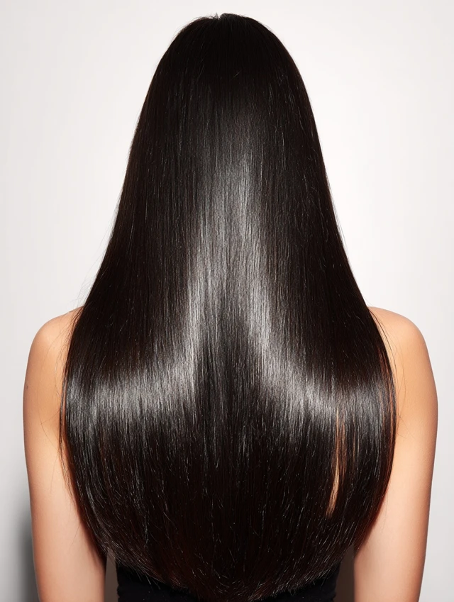 Beautiful Black Shiny Straight Hair Back View