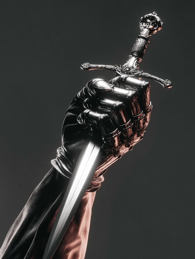 Knight Holds Dagger Dark Fantasy Art