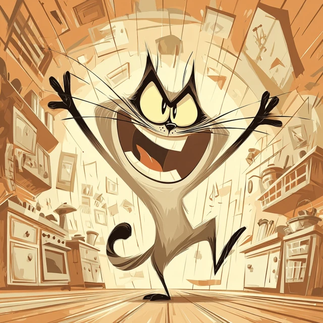 Tonkinese Cat Cartoon Groovy 60s Retro Art