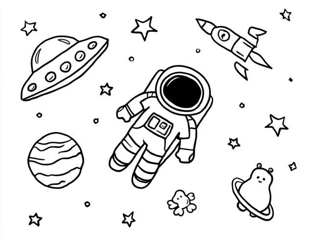 Astronaut Coloring Page for Kids Space Theme