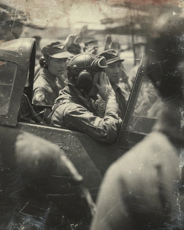 Kamikaze Pilot in Mitsubishi Zero 1945 Japan