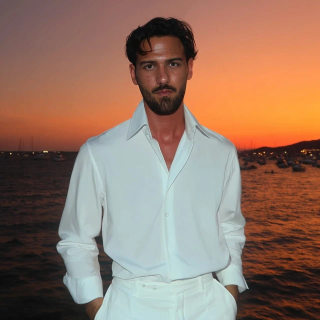 Fashion Model on the Beach at Sunset