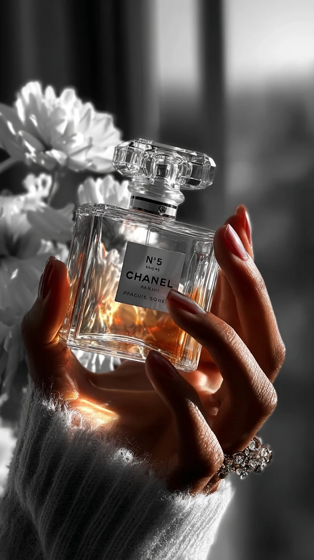 Chanel No 5 Perfume in Black and White