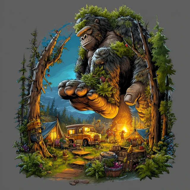 Bigfoot Camp Adventure T-Shirt Design