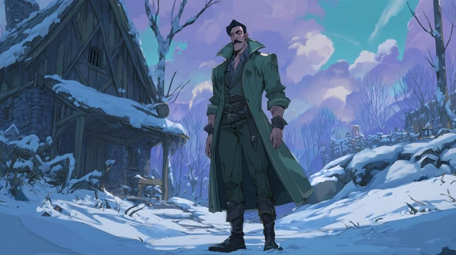 Arcane Style Hunter in Snowy Landscape