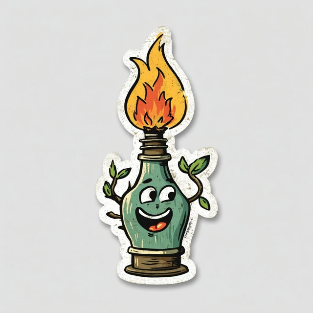 Cartoon Forestry Drip Torch Sticker Fun Forest Fire Prevention