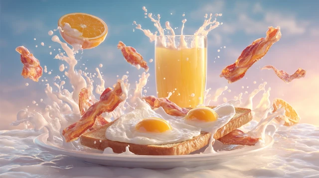 Floating Breakfast Surreal Food Art