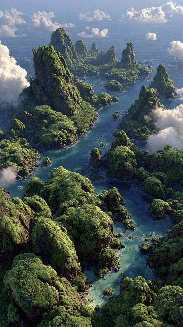Mossy Maidens Islands Rising from the Sea